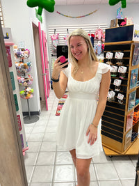 Solid Back Tie White Dress