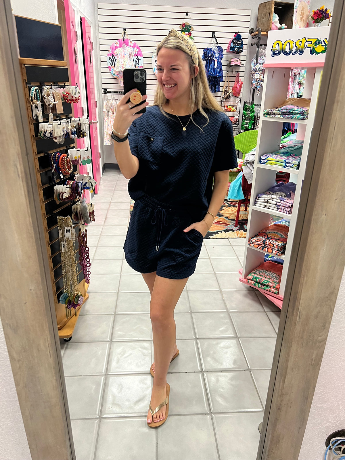 Navy Textured Top*