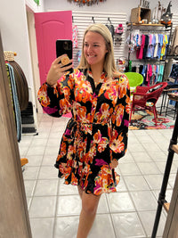 Satin fall Floral Dress*