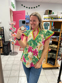 Green Floral Top