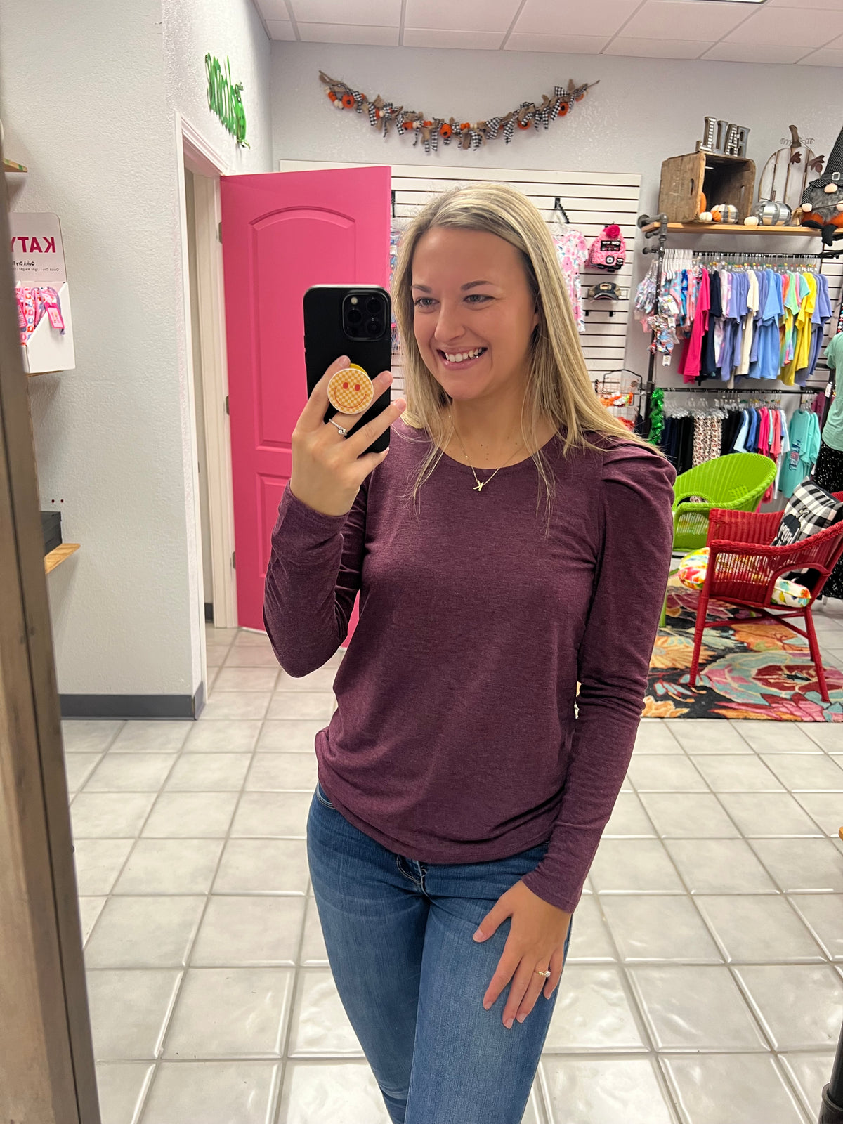 Plum Fancy Sleeve Top*