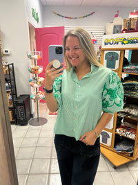 Embroidery Sleeve Top