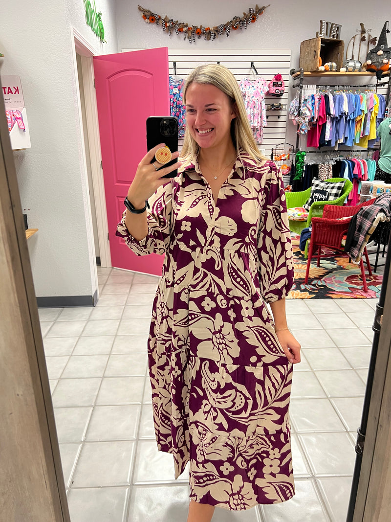 Plum Patterned Dress*