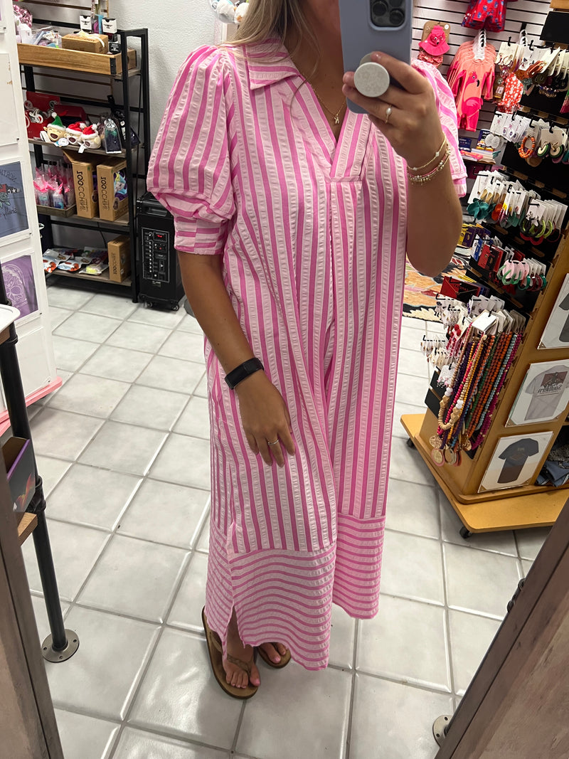 Two Tone Striped Maxi