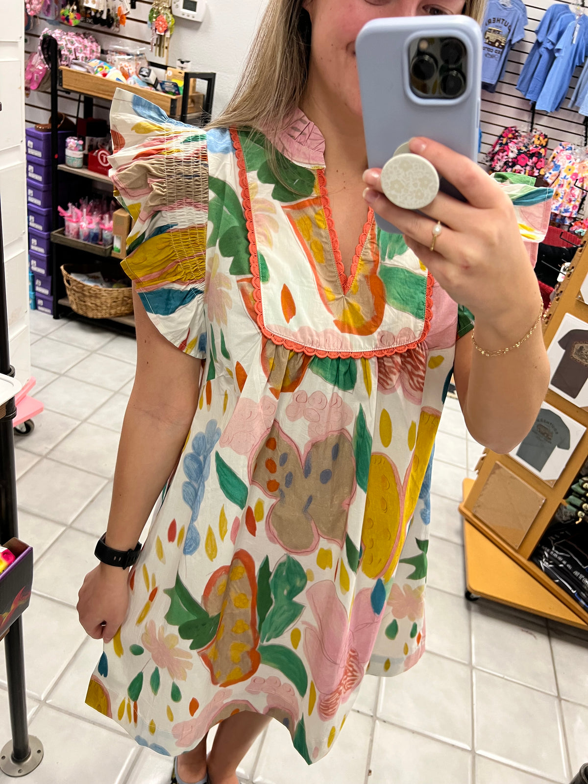 Floral Ruffle Sleeve Dress