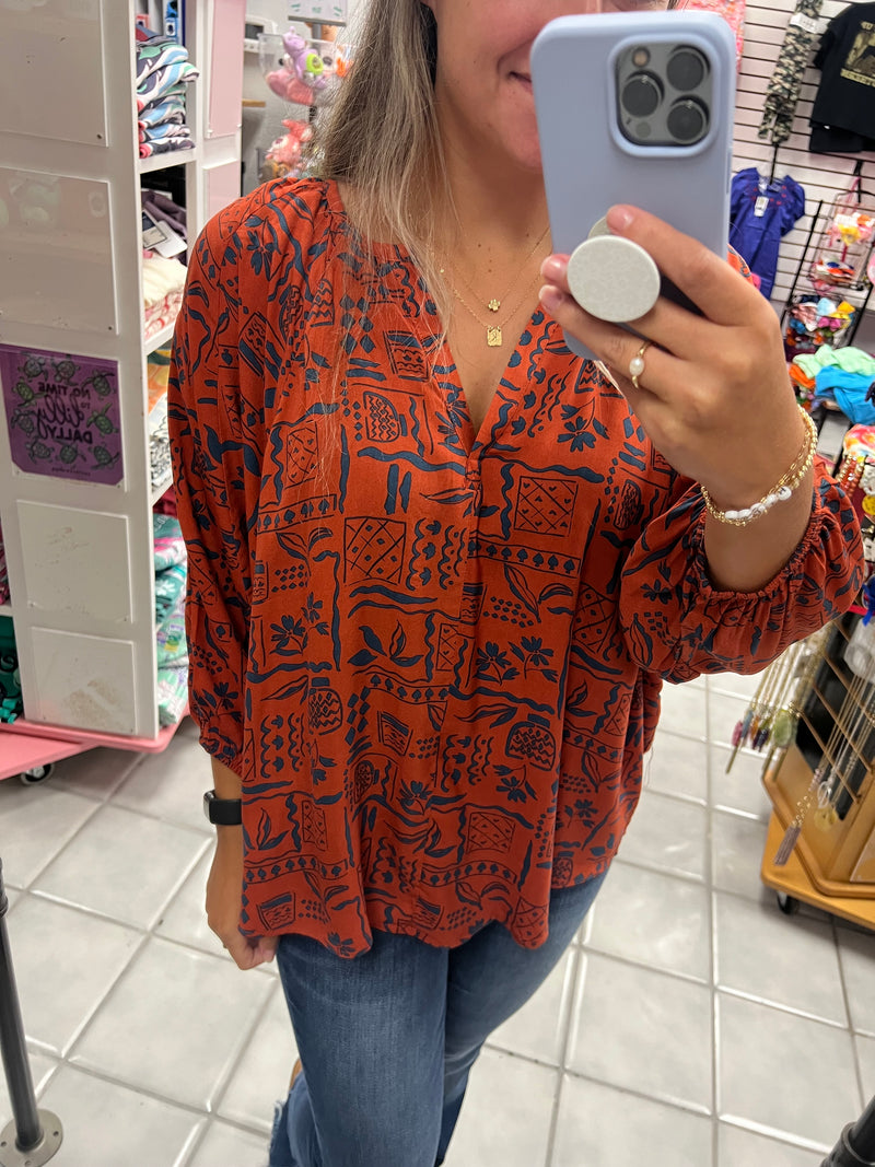 Brick Dolman 3/4 Sleeve Top
