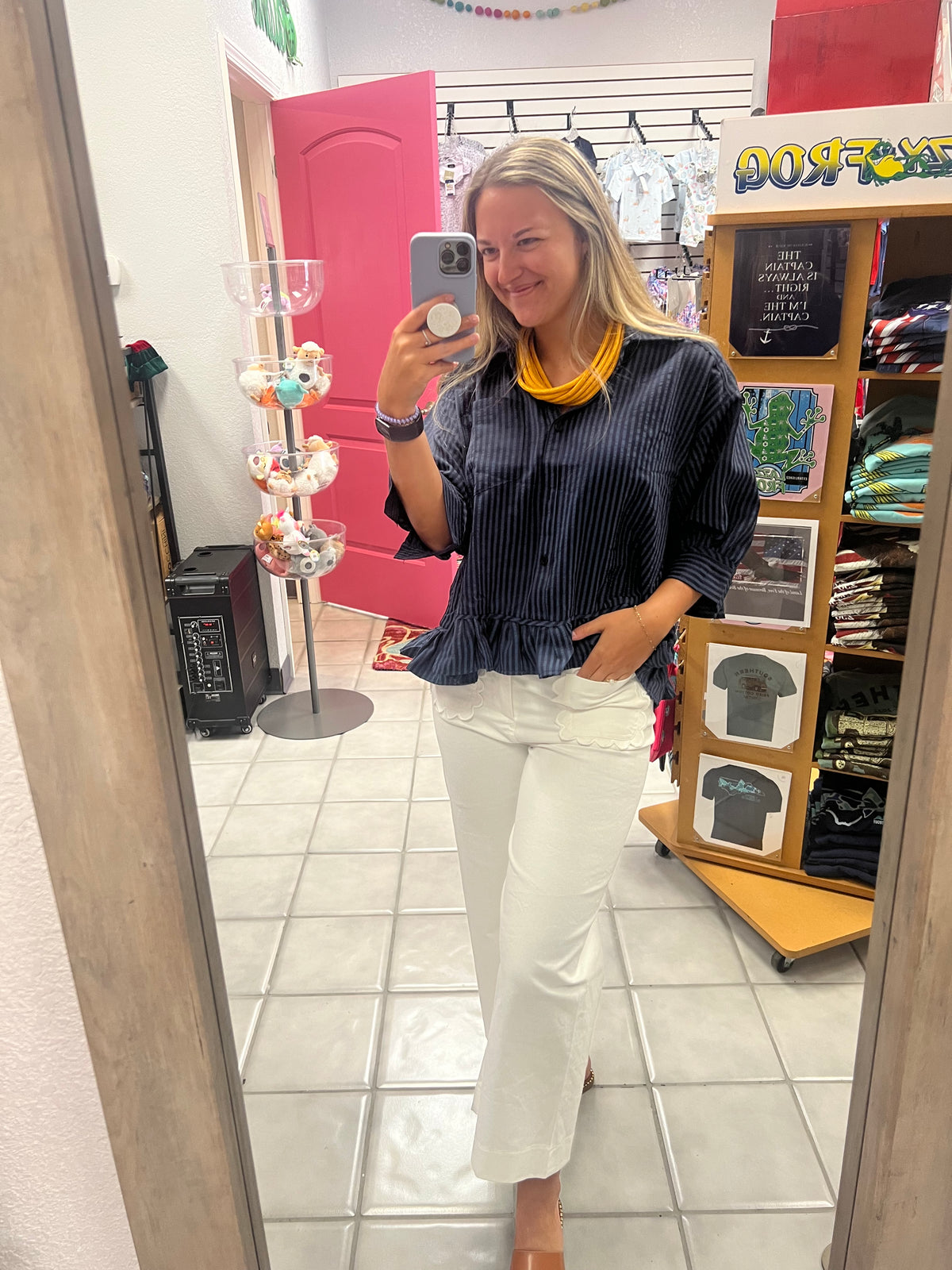 Ruffle Shirt With Collar Neck