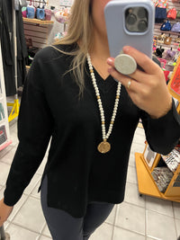 Jersey V Neck Sweater