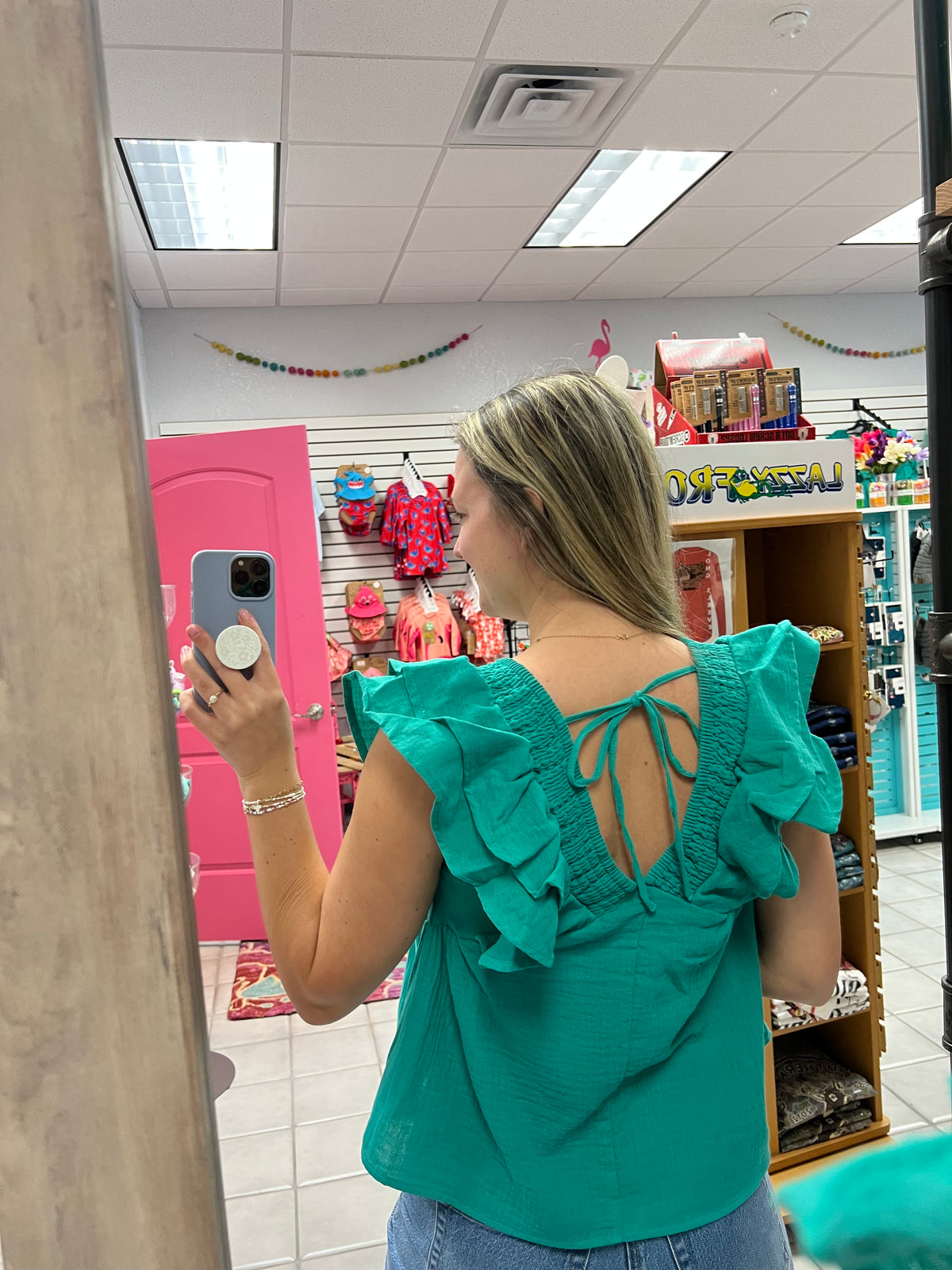 Ruffle Open Back Top