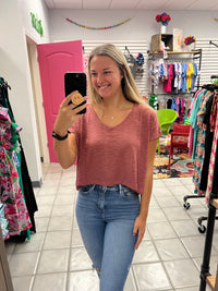 V Neck Drop Shoulder Top*