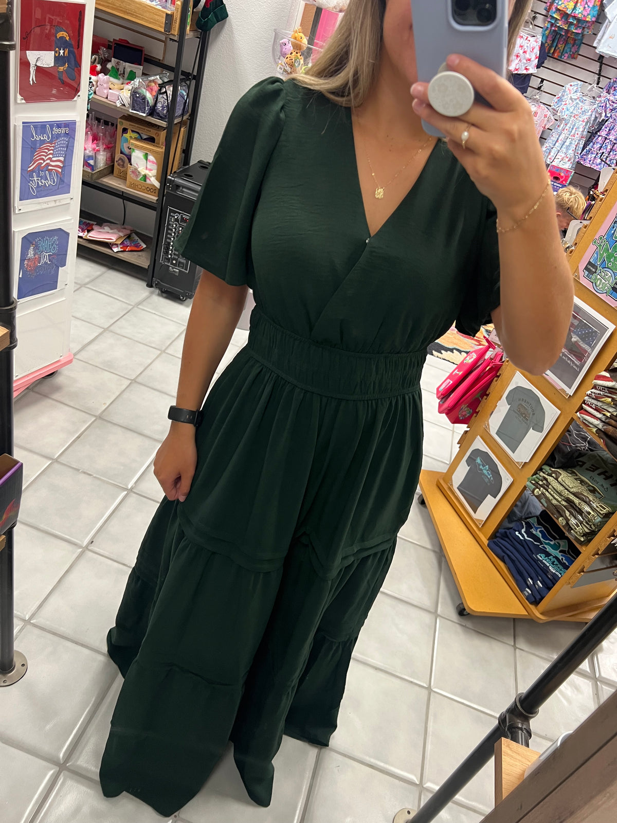 Hunter Green Floor Length Dress