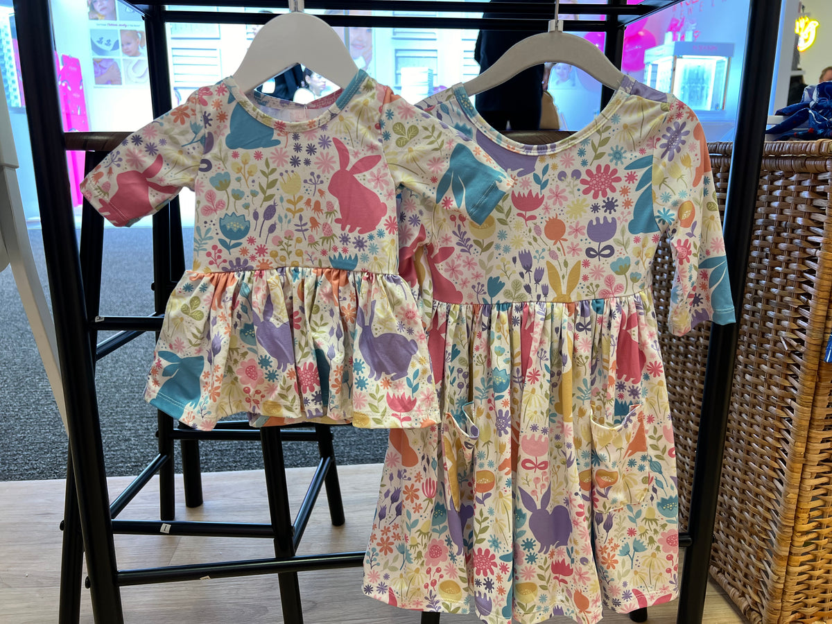 Pastel Floral Bunny Baby Dress