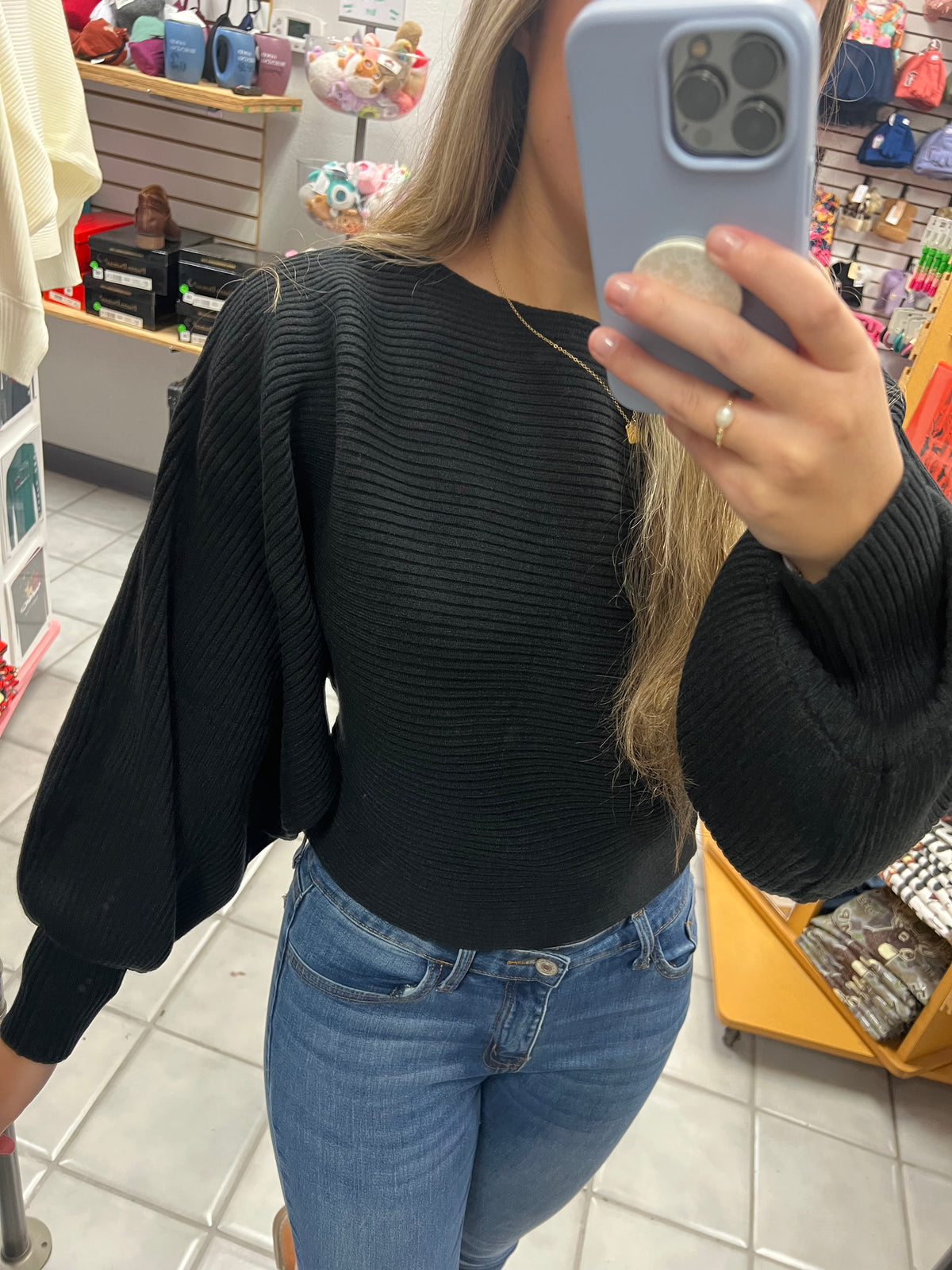 Z Boatneck Balloon Sleeve Sweater