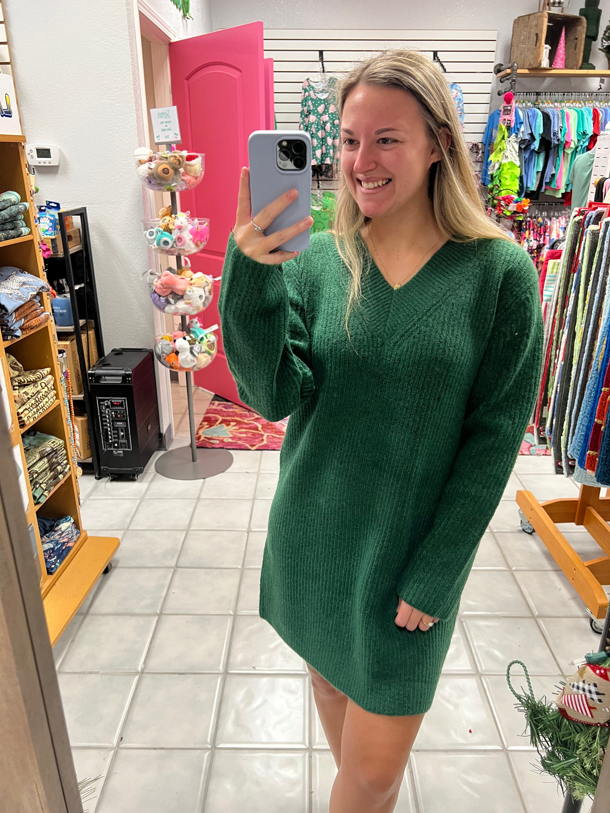 V Neck Sweater Dress