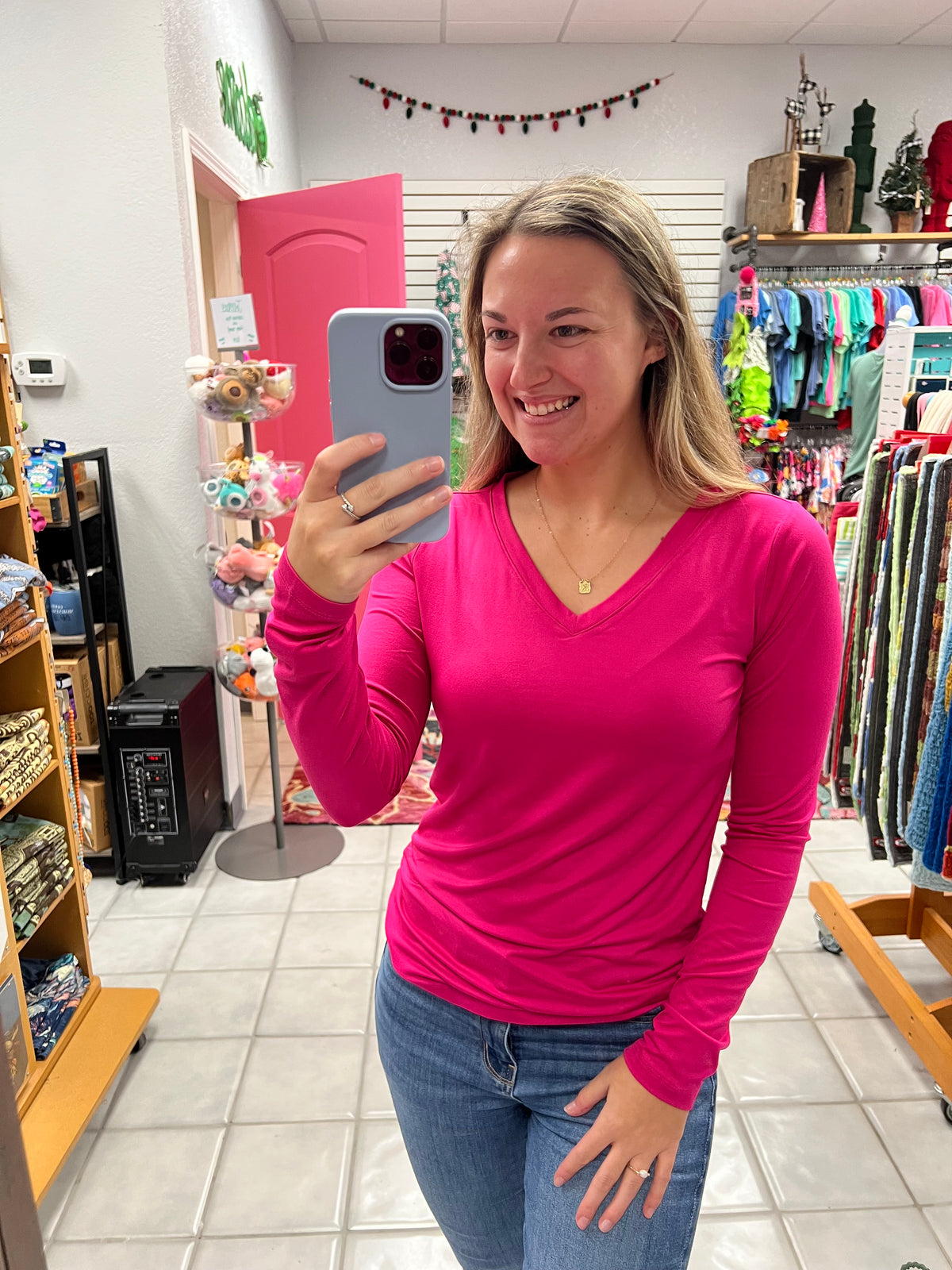 Z Microfiber LS V neck Top