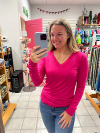 Z Microfiber LS V neck Top