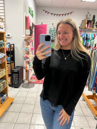 Z Round Neck Ribbed LS Top