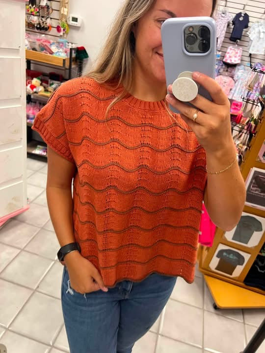 She&Sky Crochet Striped Sweater