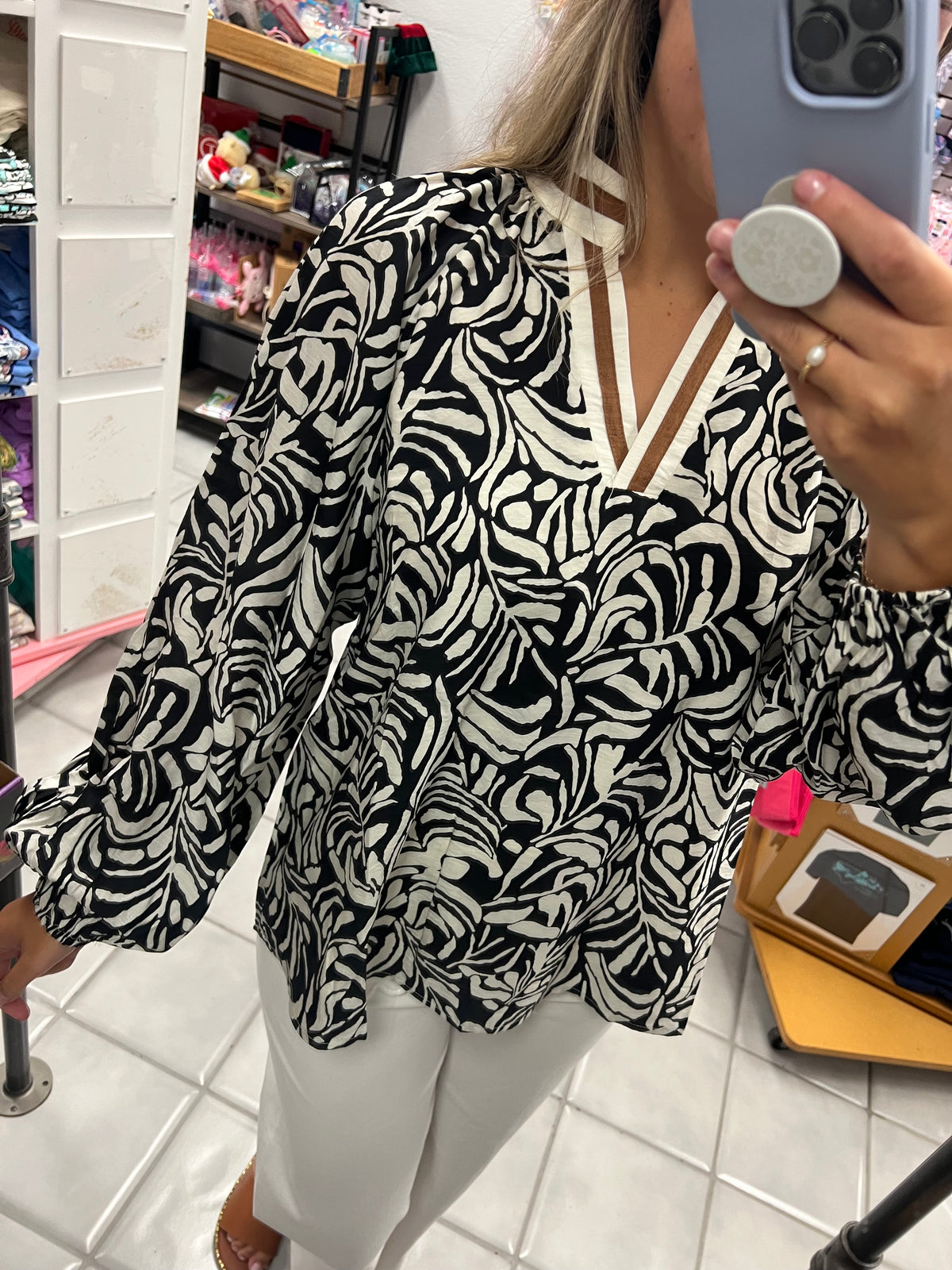 Jodifl Black/White Long Sleeve Top