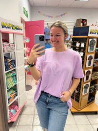 Z Ribbed Short Sleeve Top with Pocket
