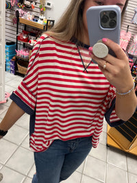 Oversized Red Stripped Top