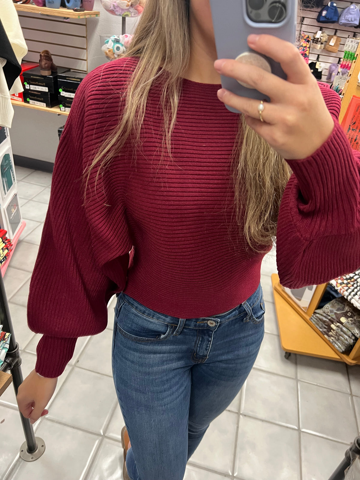 Z Boatneck Balloon Sleeve Sweater