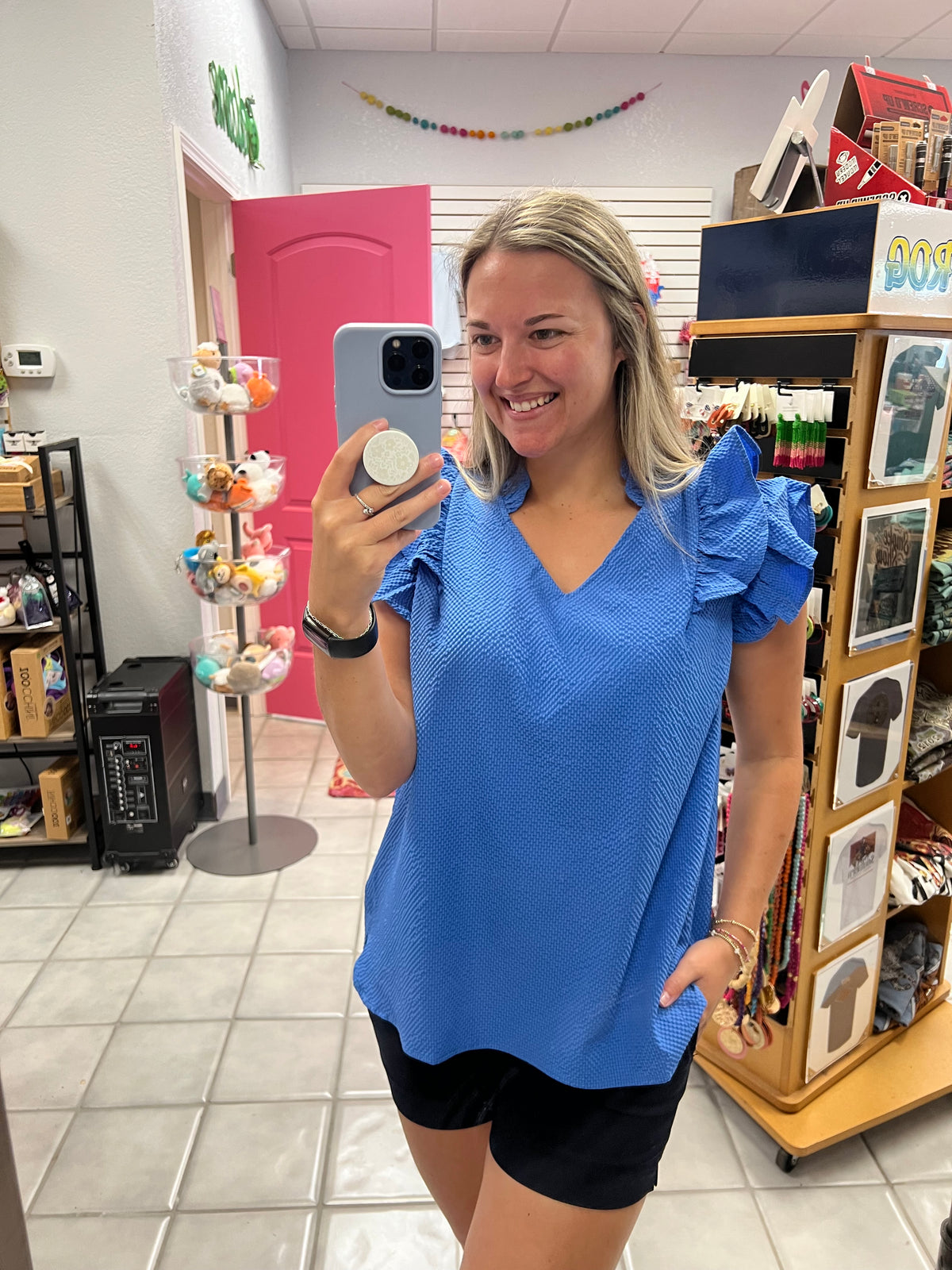 Ruffled V Neck Top