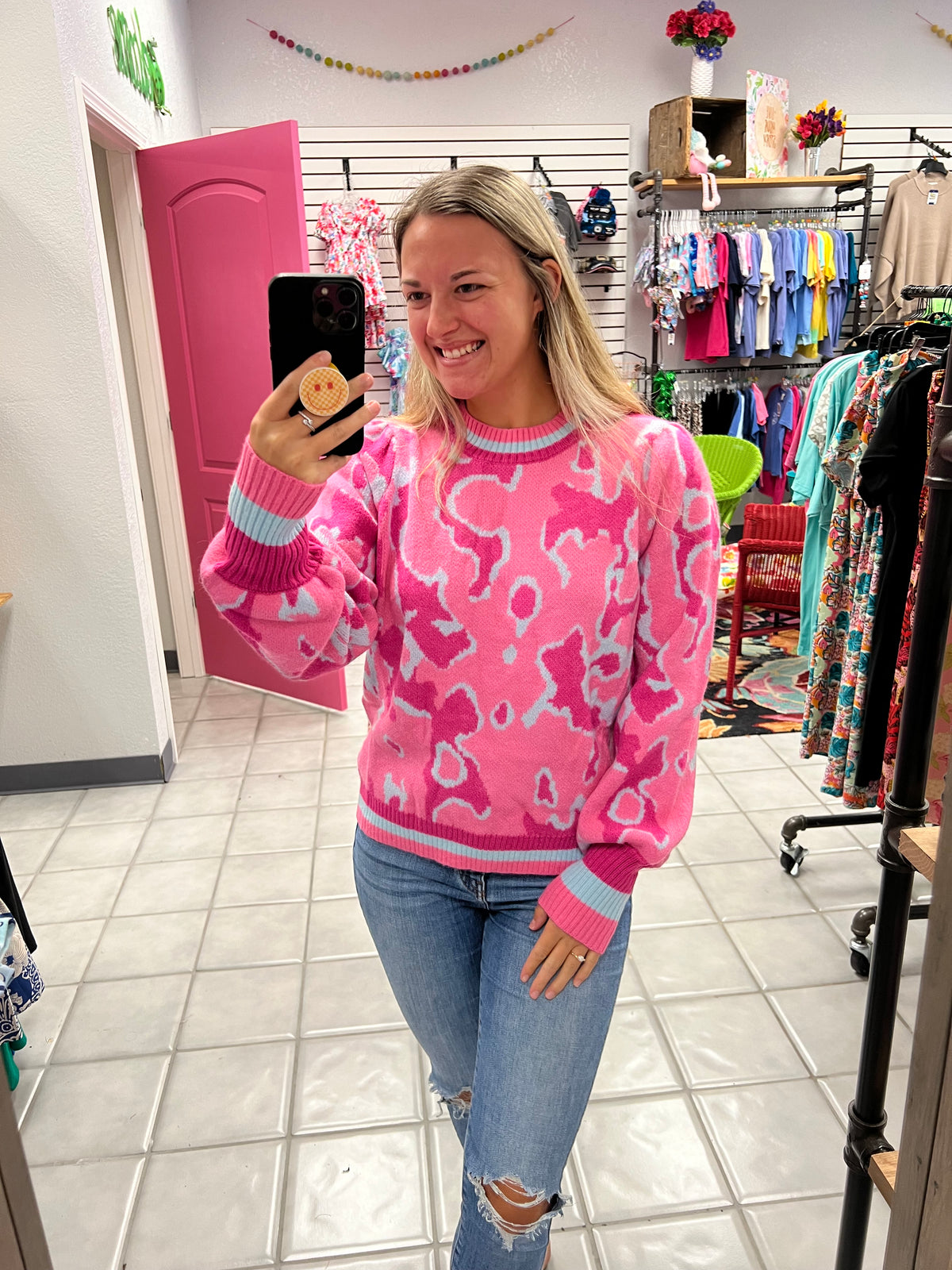 Pink Geo Sweater*