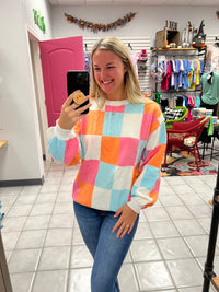 Fun Colored Checkered Sweater*