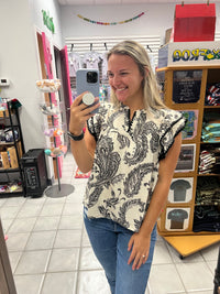 She&Sky Black/White Paisley Top