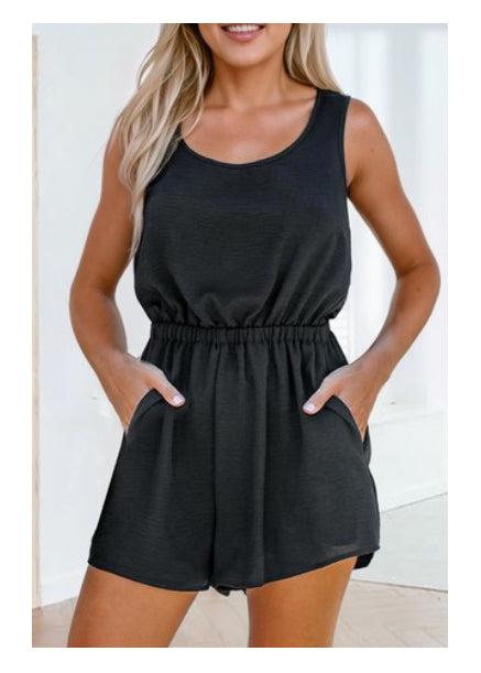 Sleeveless Back Knot Romper*