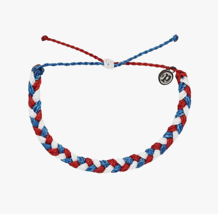 Pura Vida Red, Blue & White Braided