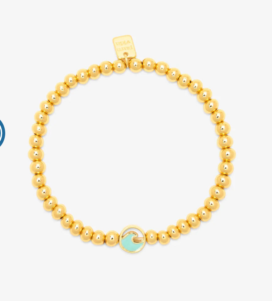 Enamel Wave Ball Bead Stretch Bracelet