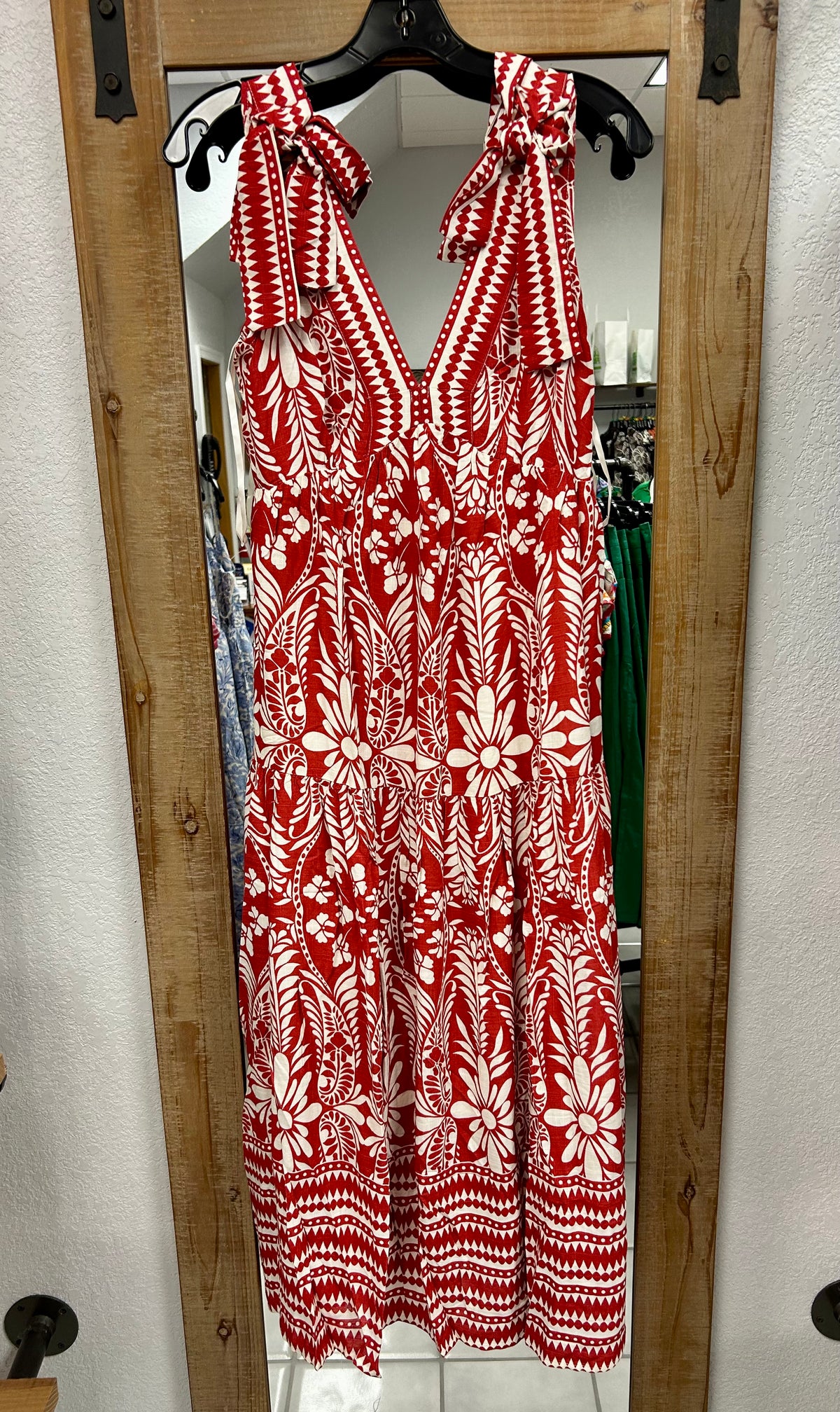 Red/White Floral V-Neck Dress