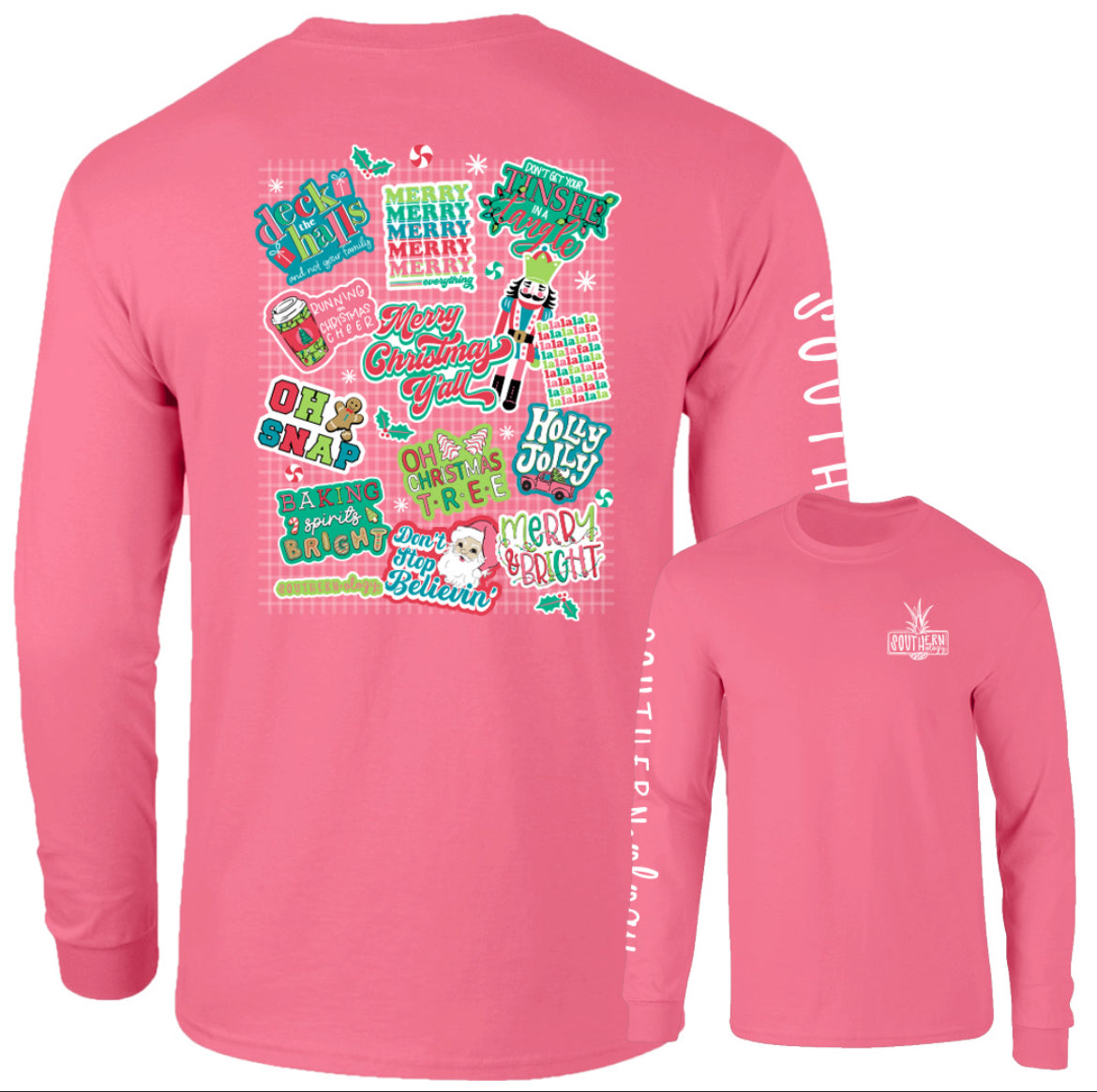 Southernology Merry Christmas Yall Decals LS Tshirt