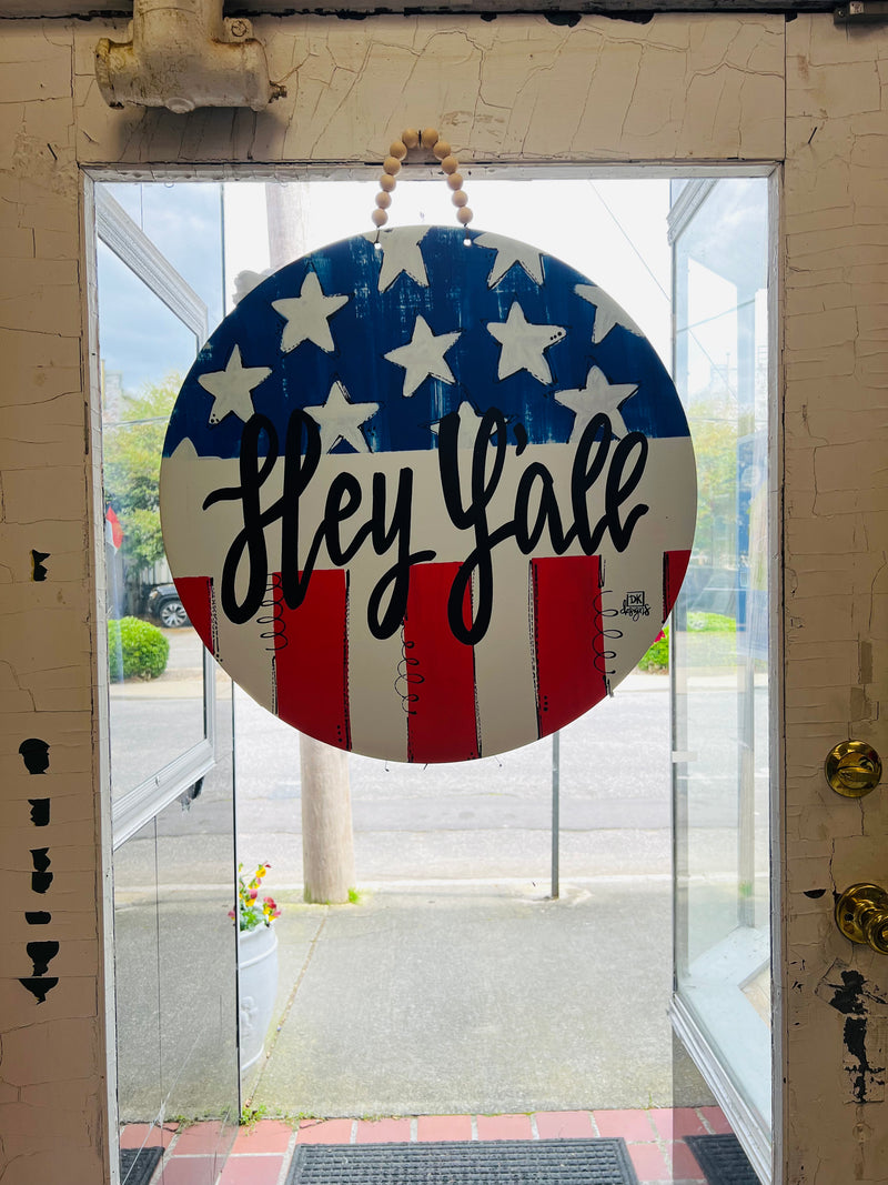 Patriotic Hey Yall Door Hanger