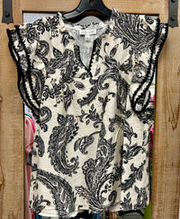 She&Sky Black/White Paisley Top