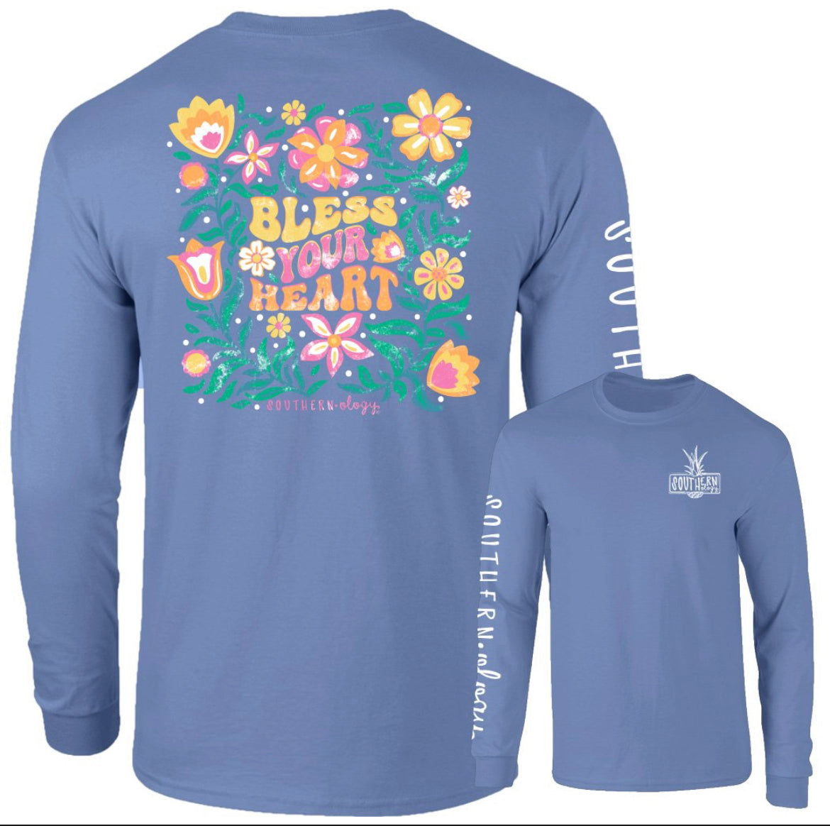 Southernology Flower Power Bless Your Heart Long Sleeve T Shirt*