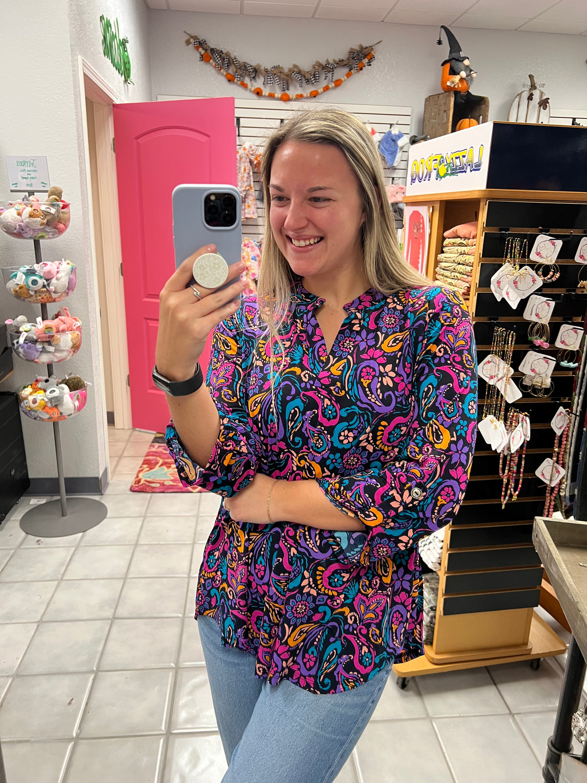 DS Lizzy Magenta Paisley Top