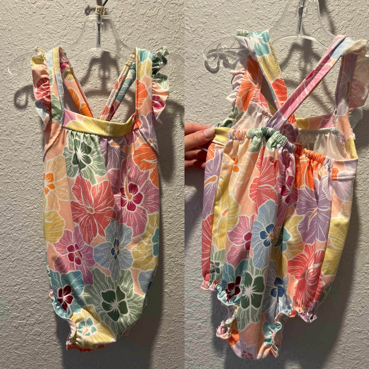 Hibiscus Floral Ruffle Cross Back Romper*