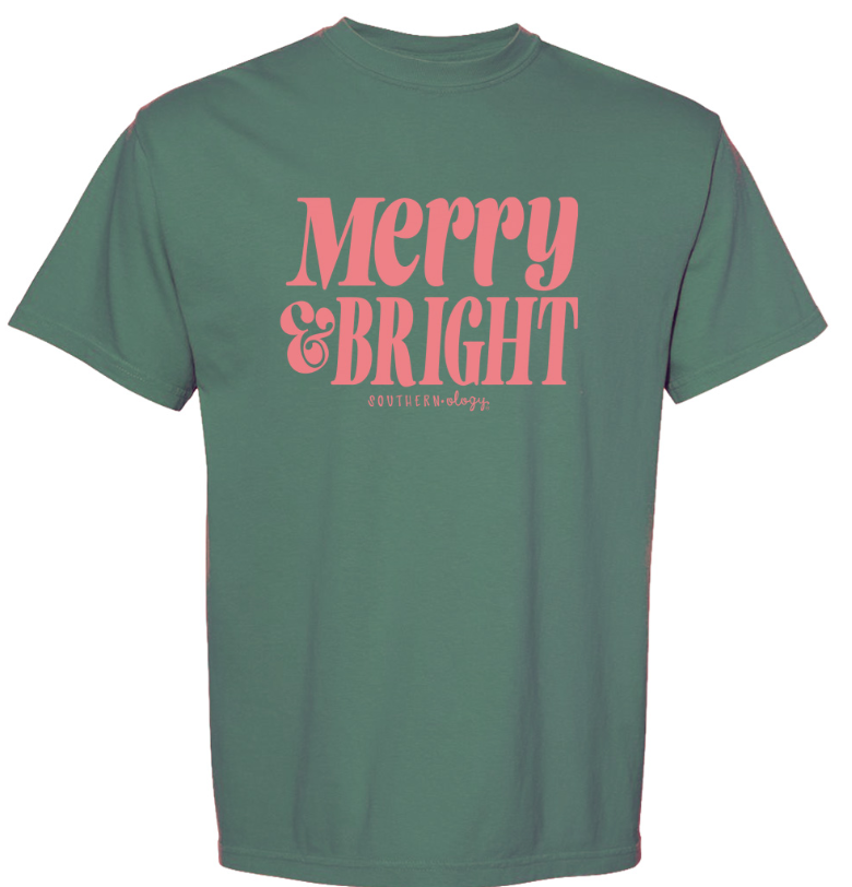 Southernology® Merry and Bright Words Short Sleeve T Shirt