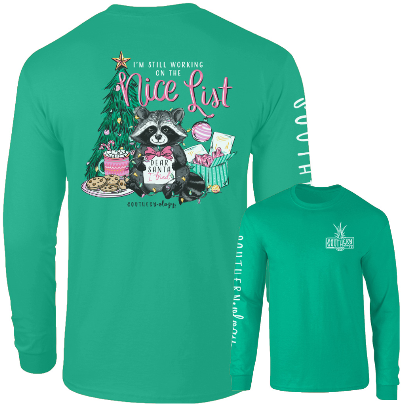 Southernology® Nice List Raccoon Long Sleeve T-Shirt