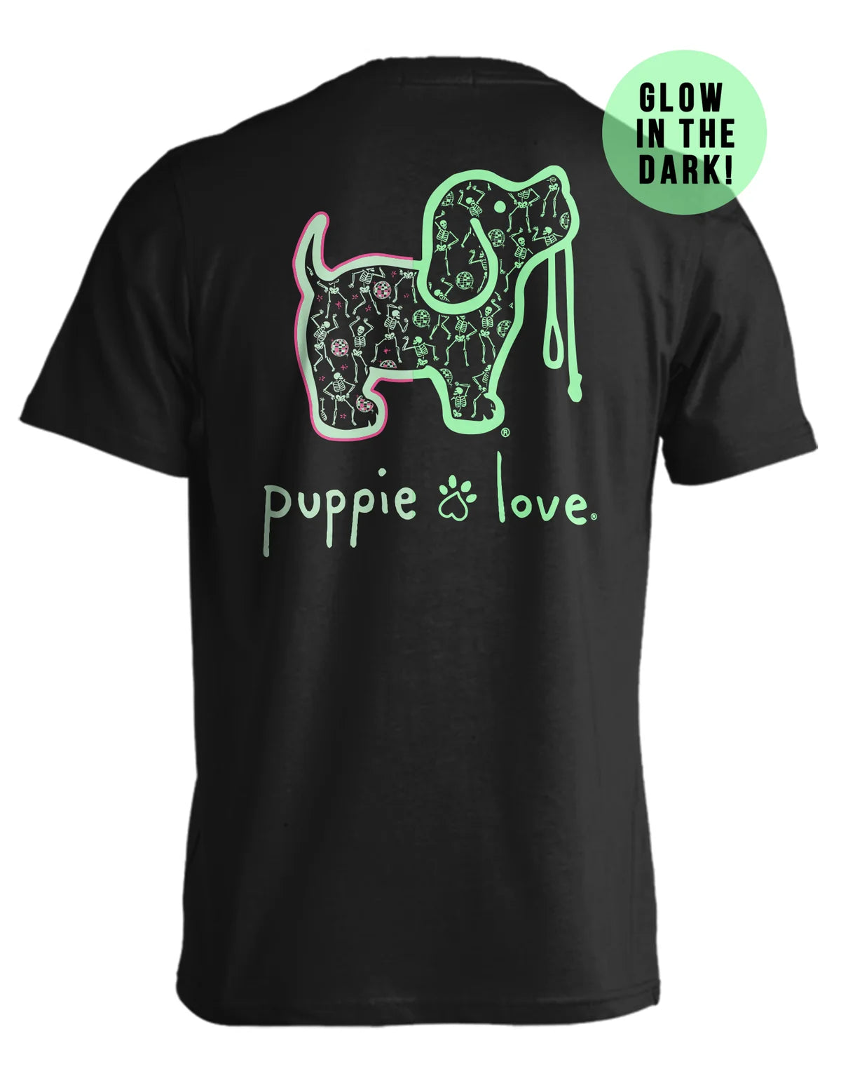 Puppie Love- Dancing Skeletons T Shirt - Glow in the Dark
