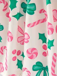 Christmas Candy Bow Print Girls Dress*