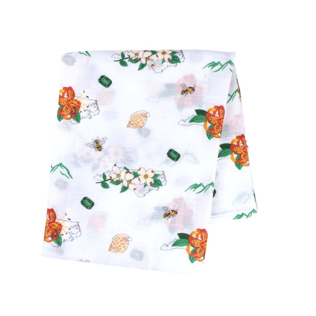 North Carolina Baby (Floral): Muslin Cotton Baby Swaddle*