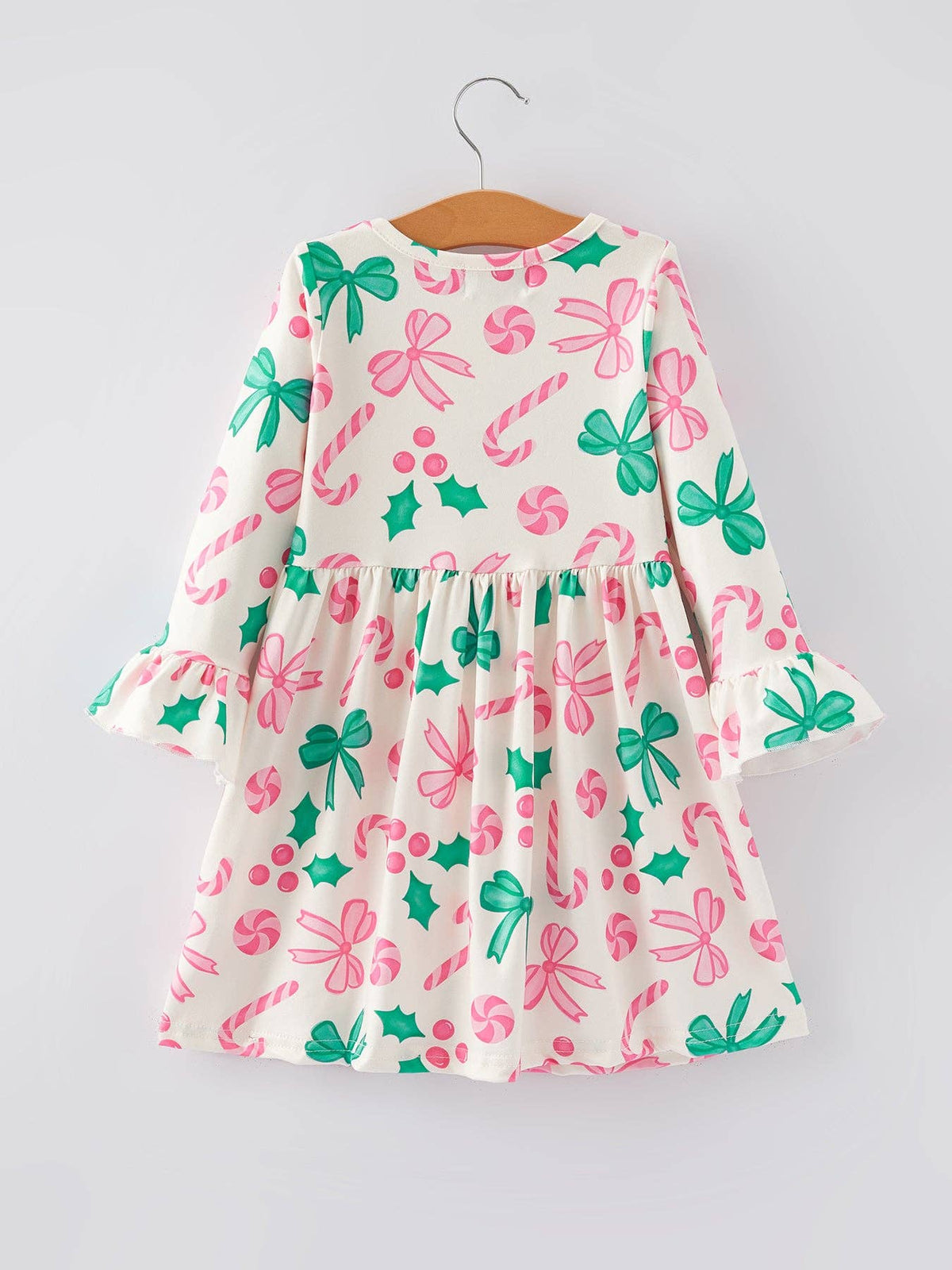 Christmas Candy Bow Print Girls Dress*