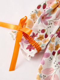 Halloween & Thanksgiving Pumpkin Embroidery Smock Floral Baby Girl Romper: 3M