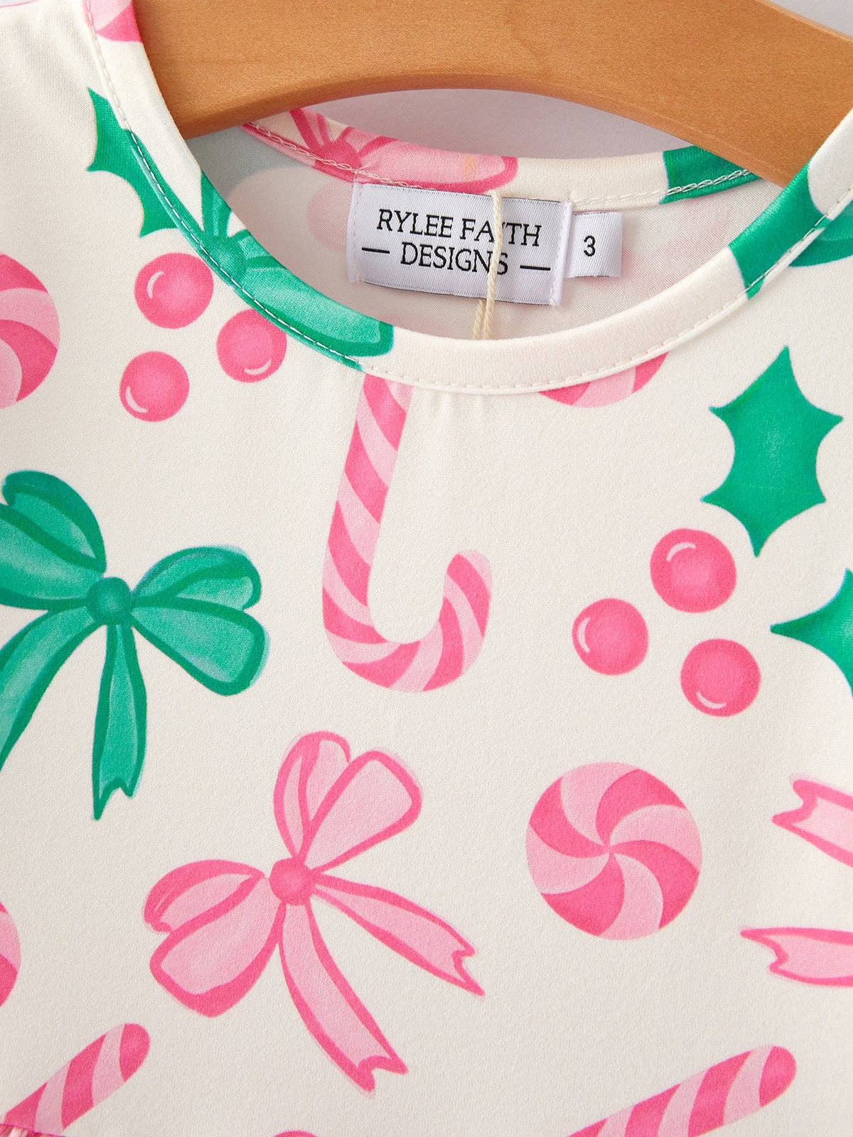 Christmas Candy Bow Print Girls Dress*