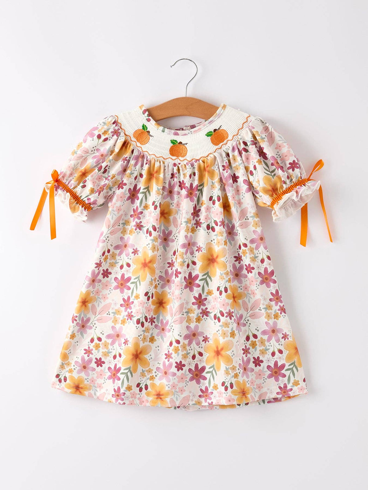 Fall Embroidery Smock Floral Dress