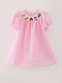 Farm Pink Smocking Embroidered Dress